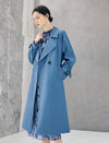 Double Breasted Midi Trench Coat with Waist Belt