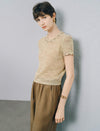 Beaded Open-Knit Short Sleeve Knit Top