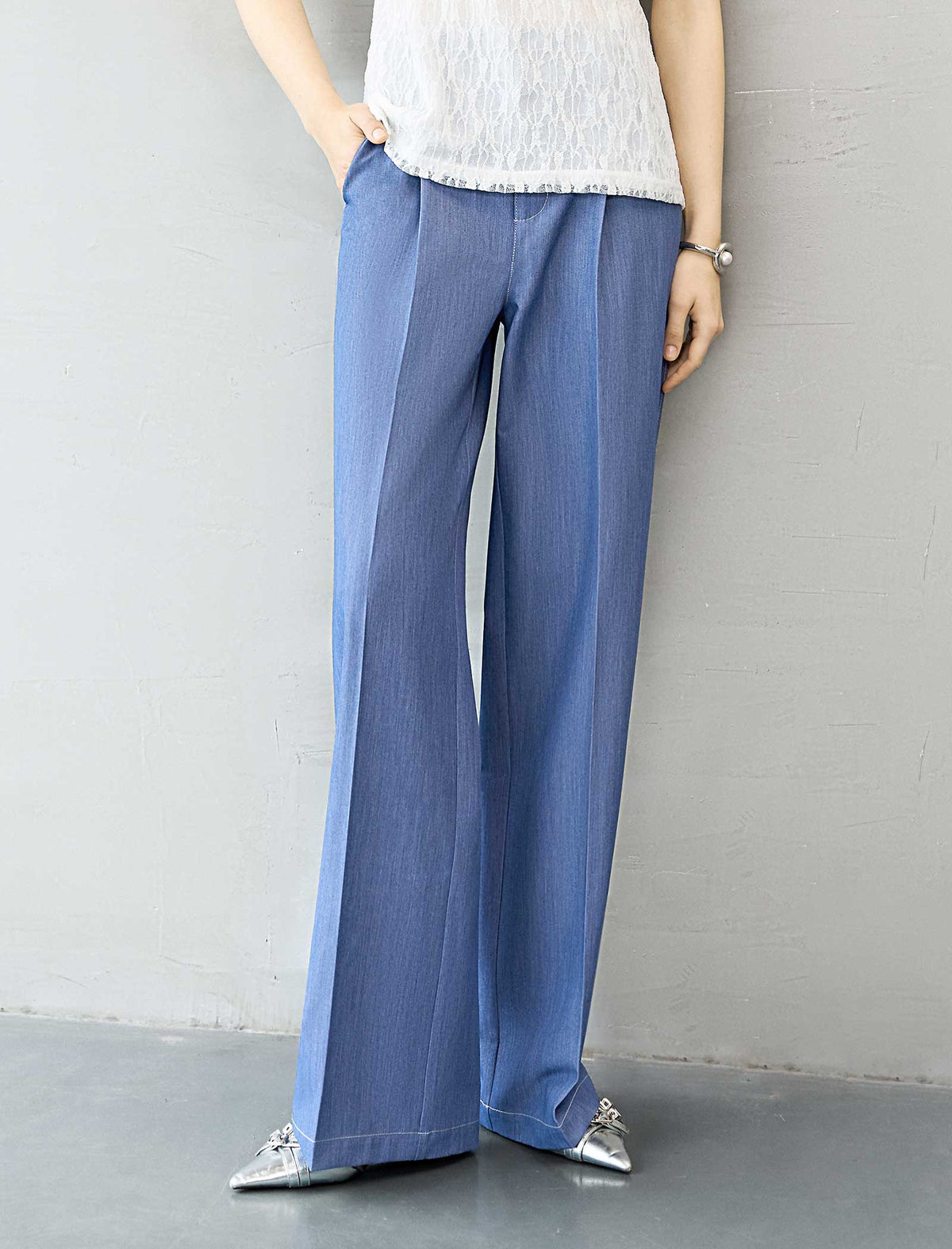 Light Blue Wide Leg Pants
