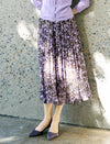 Lavender And Brown Floral Tiered Midi Skirt