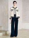 Contrast Trim Cropped Knit Jacket