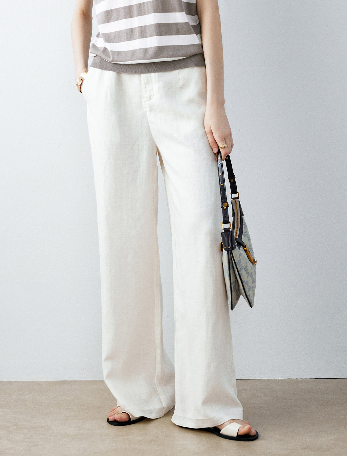 Tencel Blend High Waist Wide Leg Pants