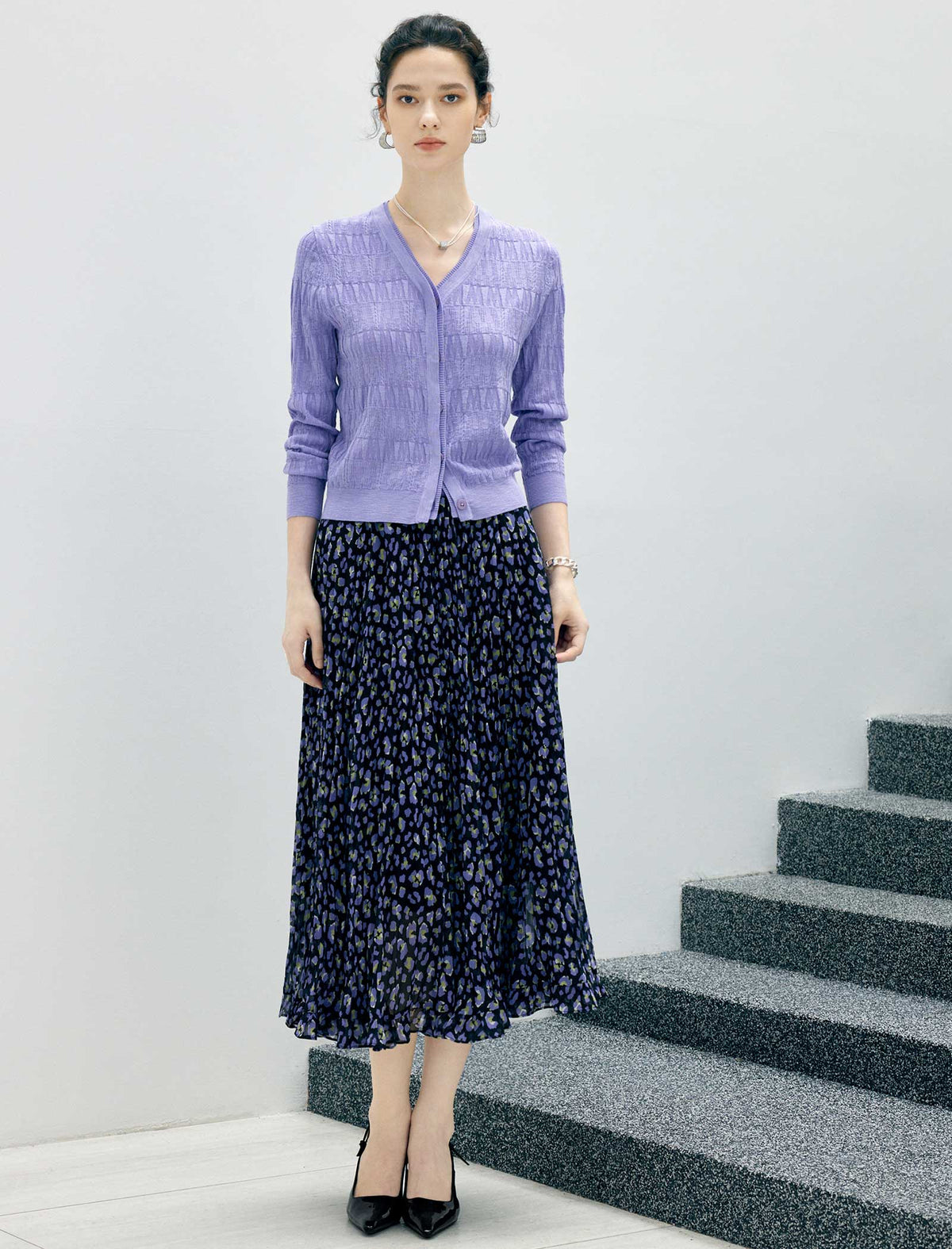 Floral Print A-Line Midi Skirt