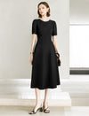 Black Puff Sleeve Midi Dress