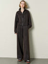 Heathered Wool-Blend Zip-Up Tracksuit Set