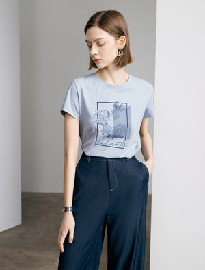 Embroidered Sequin Flowers T-Shirt