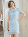 Lace Peter Pan Collar Cropped A-Line Dress