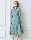 Teal Patterned Shirt Dress