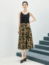 High‑Waist Floral Print A‑Line Midi Skirt