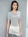 Velvet Cowl Neck Short Sleeve Top