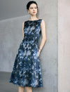 Sleeveless Floral Print Fit-and-Flare Midi Dress