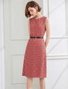Vintage Silk Polka Dot Sleeveless Midi Dress