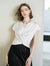 Elegant White V-Neck Twist Front Satin Top
