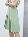 Solid Color Pleated A-Line Skirt