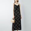 Black Floral Lace Maxi Slip Dress - Black