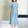 Light Blue Lace A-Line Midi Dress - Light Blue