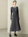 Contrast Collar Polo Knit Midi Dress