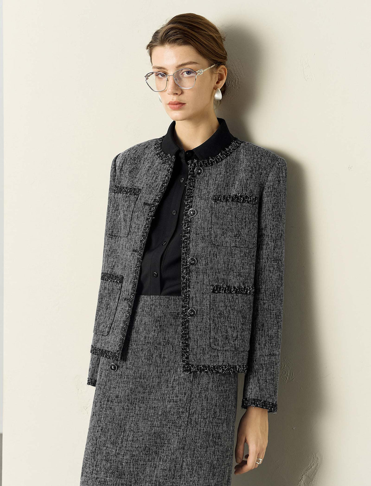 Black Trim Tweed Jacket