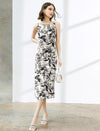 Sleeveless Floral Print Midi Dress
