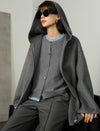 Grey 100% Wool Hooded Coat