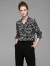 Crackle Print Tie Neck Blouse