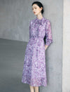 Floral Print Ruffle Neck Long Sleeve Midi Dress