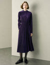 Mock Neck Velvet Midi Dress