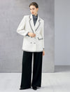 Wool Blend Braided-Trim Double-Breasted Notched-Lapel Jacket