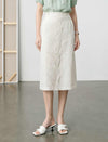 Eyelet Lace Trim High-Waisted Midi Skirt