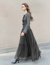 Charcoal Tiered Tulle Maxi Skirt