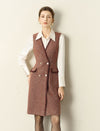 Wool Blend V-Neck Tweed Vest Dress
