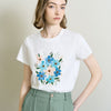 Sequin Floral Embroidered T-Shirt - White