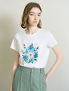 Sequin Floral Embroidered T-Shirt