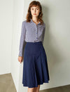 Solid Color Pleated A-Line Skirt