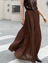 Coffee Pleated Maxi Skirt