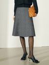 Wool Blend Plaid A-Line Skirt