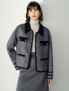 Wool Gray Lapel Short Coat