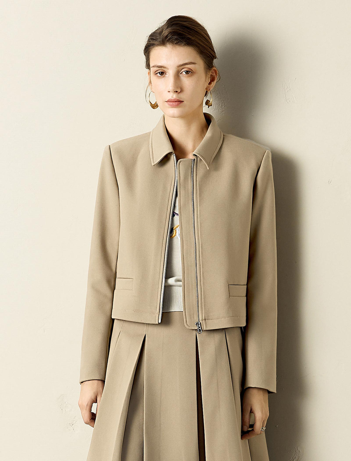 Vintage Slim Fit Camel Short Coat