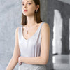 Satin V-Neck Sleeveless Top - White
