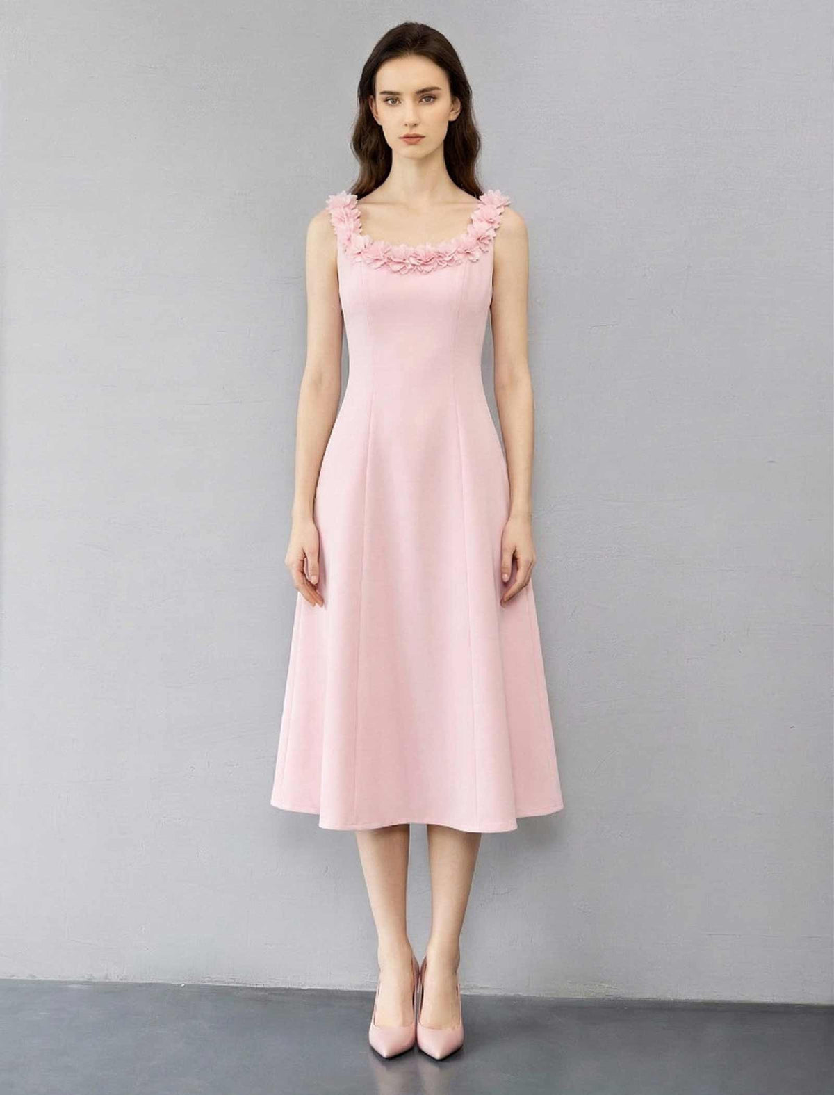 Elegant Square Neck Flare Dress