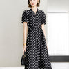 Black Polka Dot Shirt Dress - Black White Dots