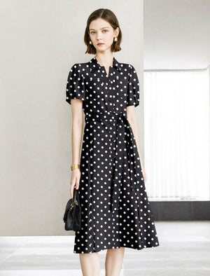 Black Polka Dot Shirt Dress