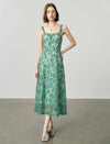 Sage Green Floral Lace Square Neck Cami Midi Dress