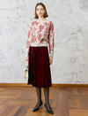 Wool Floral Jacquard Long Sleeve Knit Cardigan