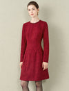 Burgundy Lace Long-Sleeve Dress