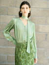 Sage Green Tie-Neck Blouse