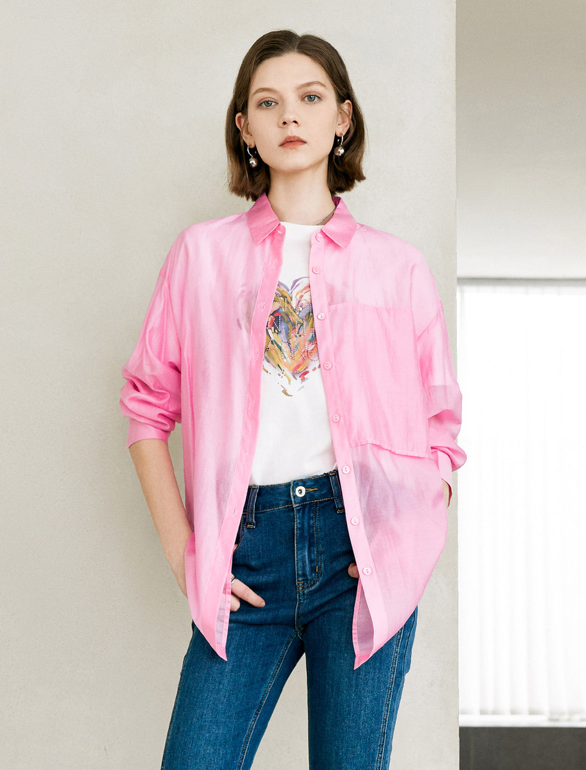 Sheer Button Up Shirt