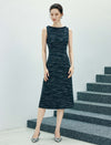 Textured Sleeveless Sheath Midi Dress