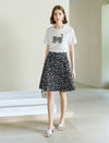 Leopard Heart Print Flared Skirt