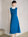 Wool Blend Textured Sleeveless Midi Dress